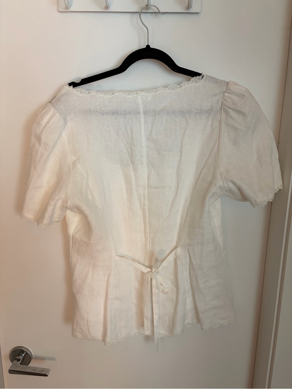 Reformation Cream Scoop Neck Linen Button-Up Blouse - Picture 5 of 7